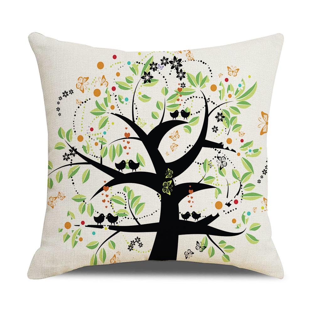 Ins Nordic Style Cartoon Tree Car Sofa Pillow Custom Nap Pillow Lumbar Cushion Cover Home