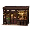 DIY Corner Tavern House Wooden Miniature Model Kit 3D Puzzle with Light Furniture Doll Houses Cottage for Friends Birthday Gifts