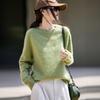 Women's Brushed Wool Round Neck Sweater - Autumn/Winter Cozy Cashmere Base Layer, Loose Fit, Lazy Style