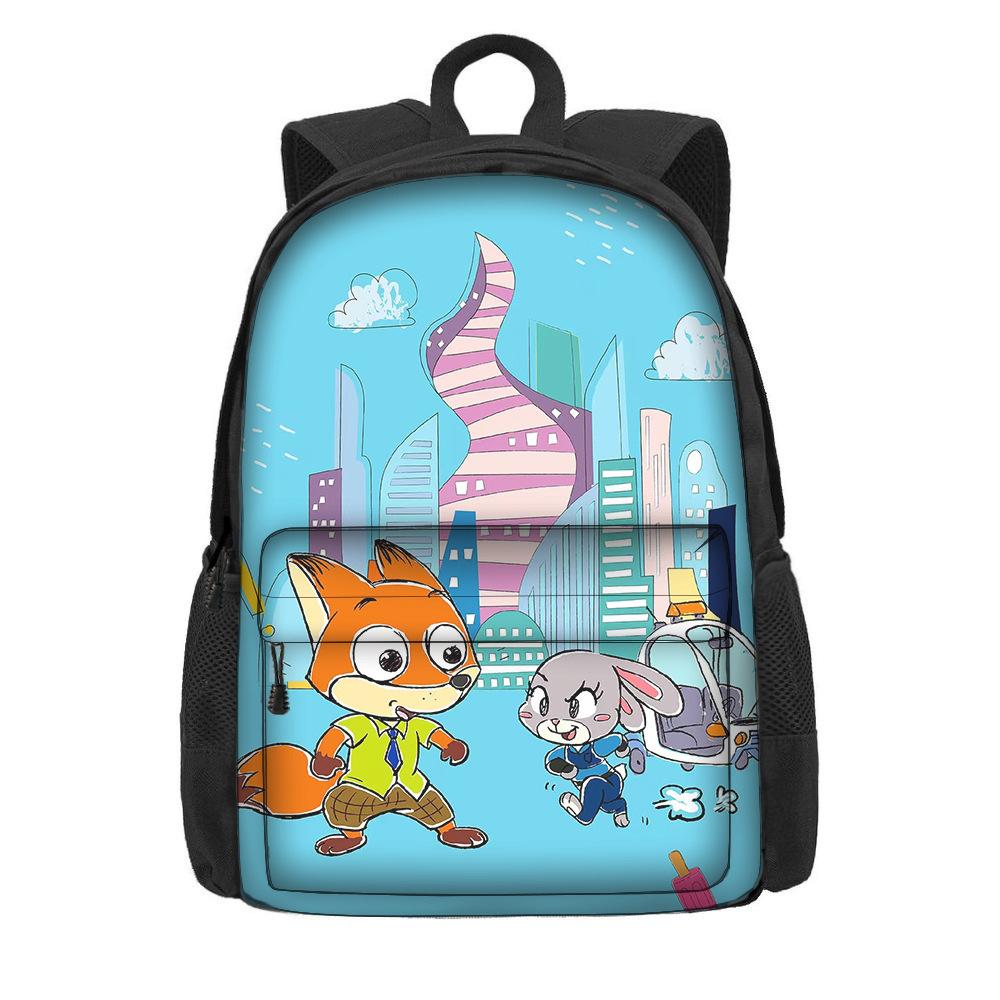 Kreslený batoh s motivem Zootopie 2 pro žáky základní školy, velká kapacita, lehký dvouramenný batoh