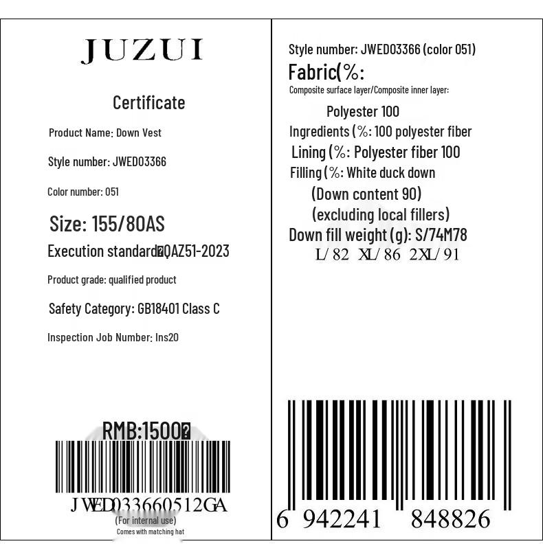 JUZUI Women's Hooded White Duck Down Vest