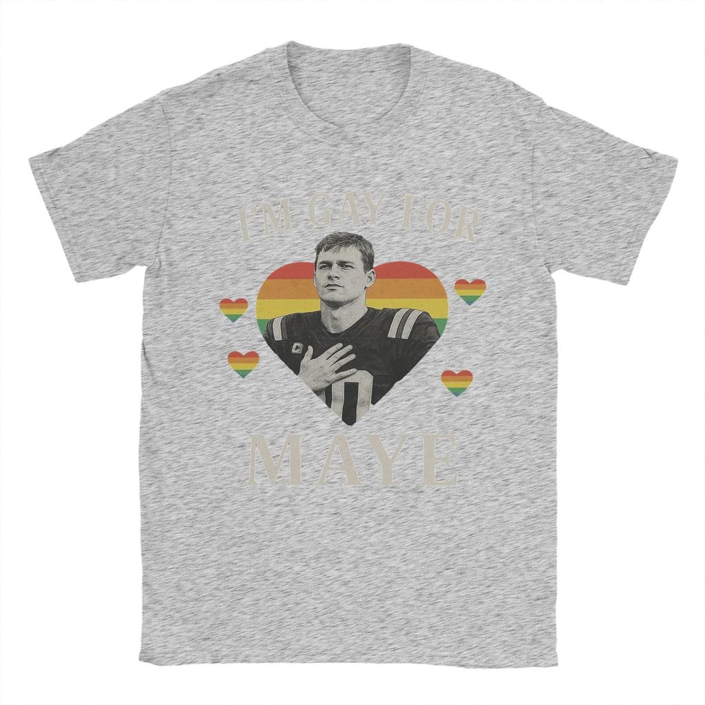 Mens TShirt I Am Gay For Maye Football Drake Maye Novelty Cotton Tee Shirt Short Sleeve T Shirts Crew Neck Clothes Unique