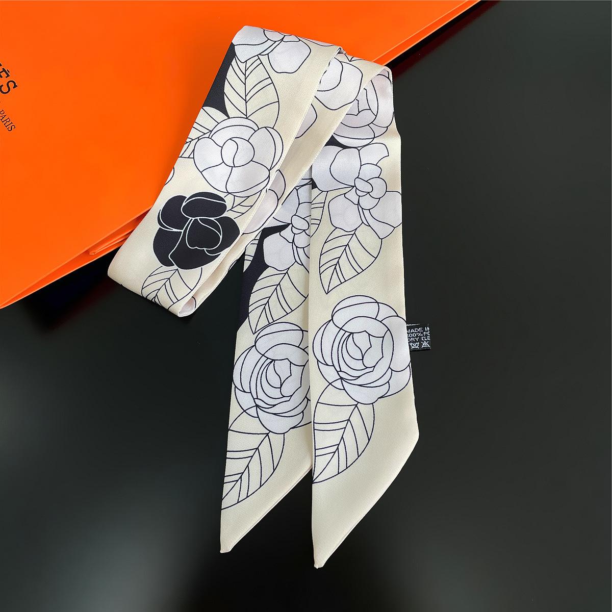 

Brand Scarf Design Rose Bag 100% Silk Scarves Women Fashion Neckerchief Scarf For Ladies Hair Accessories Foulard Headbands