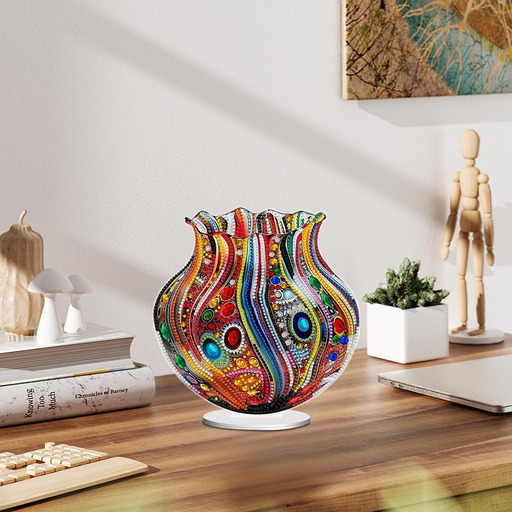 2D/Flat Art Vase DIY 5D DIY Diamond Art Tabletop Decorations Diamond Painting Desktop Decorations for Home Office Desktop Decor