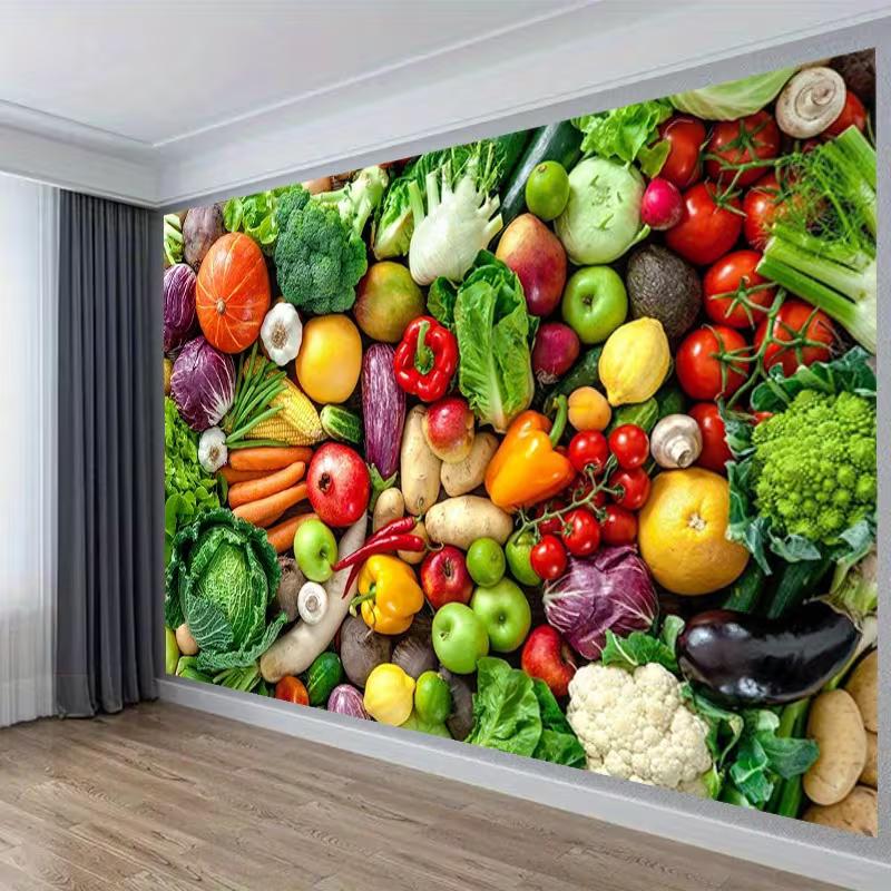

2D Healthy Food Tapestry, Assorted Fresh Produce Background Cloth 47.2x31.5inch/120*80cm