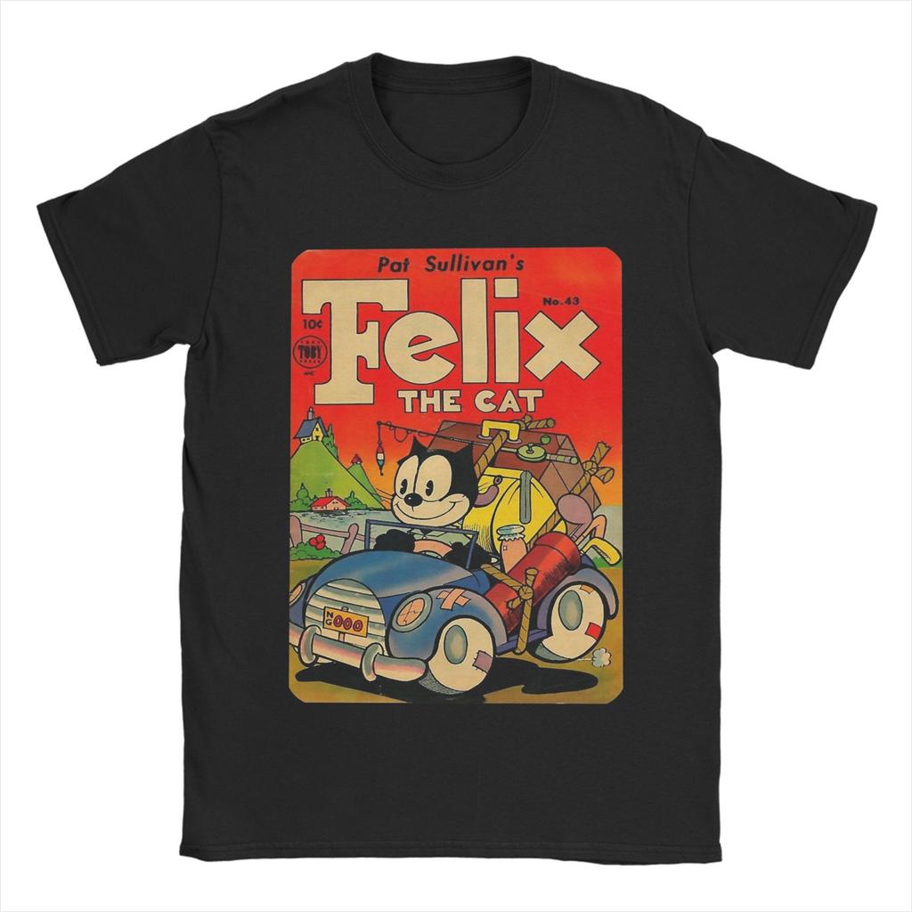 T-shirt à Manches Courtes Imprimé Graphique pour Hommes Femmes F-Felix le Chat Dessin Animé 100% Coton Vêtements T-shirts