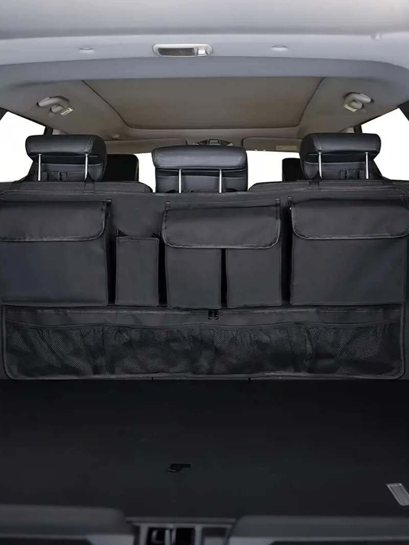 

Car Trunk Storage Bag, Seat Back Organizer, SUV Rear-Seat Multi-Functional Storage Net, Car Interior Accessory чёрный