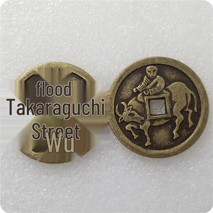 Antique Craftsmanship: Thick Copper Flower Coin, 43mm, Brass Material #T0041A