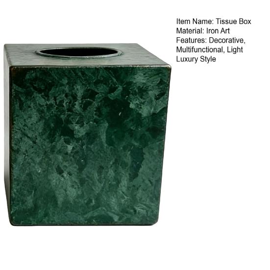 Xiaobudian Quadratische Taschentuchbox, Distressed Eisenkunst Aufbewahrungs-Leichtluxus-Halter für Wohnzimmer Arbeitszimmer Teeraum, Rostfeste Boxabdeckung