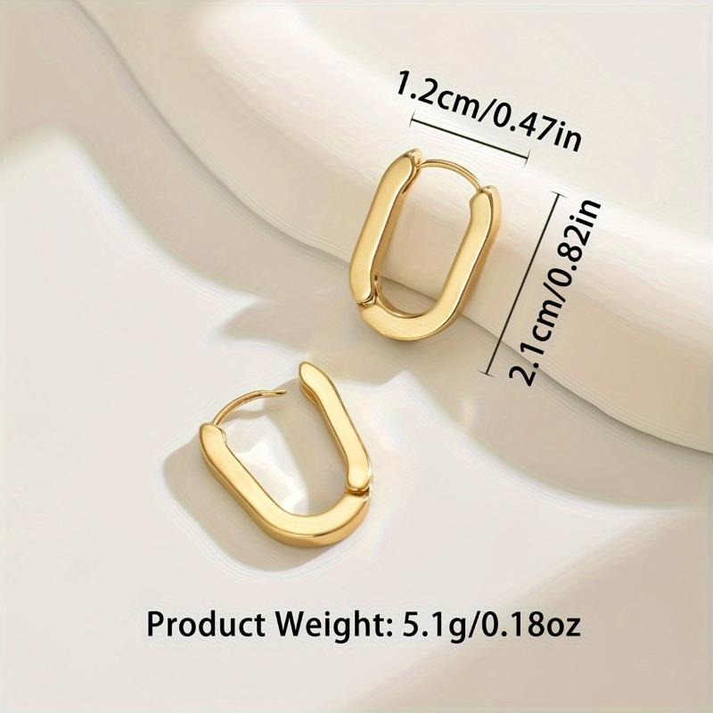 New Golden Color Square Hoop Earrings For Women Men Stainless Steel Minimalist Punk Unisex Rock Earring Piercing Jewelry Gifts