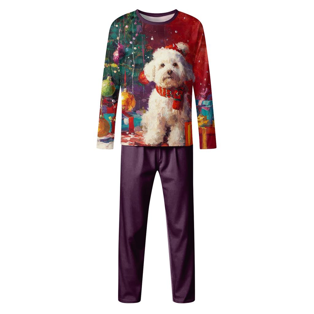 Family Casual Comfortable Long Sleeved Long Pants Christmas Printed Parent-child Set