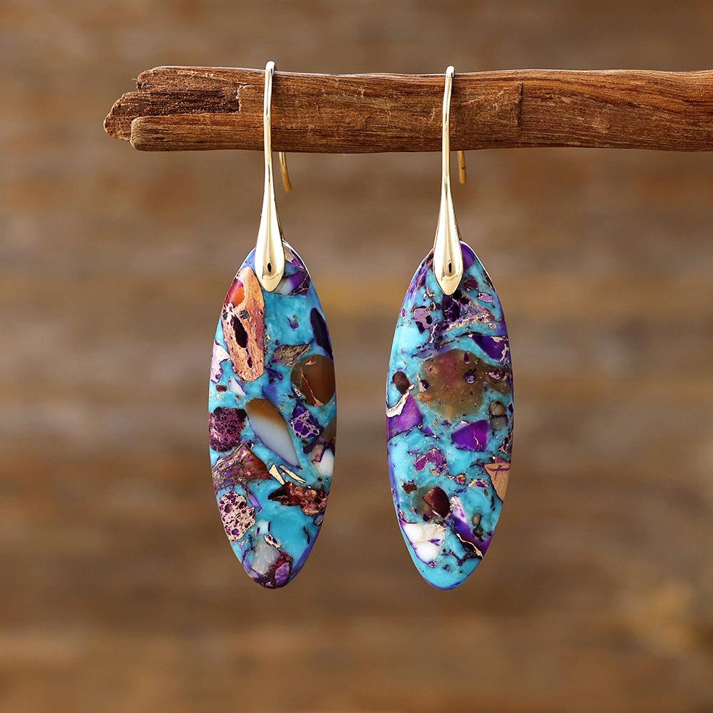 Bohemian Natural Stone Geometric Pendant Earrings Earrings European and American Popular Accessories