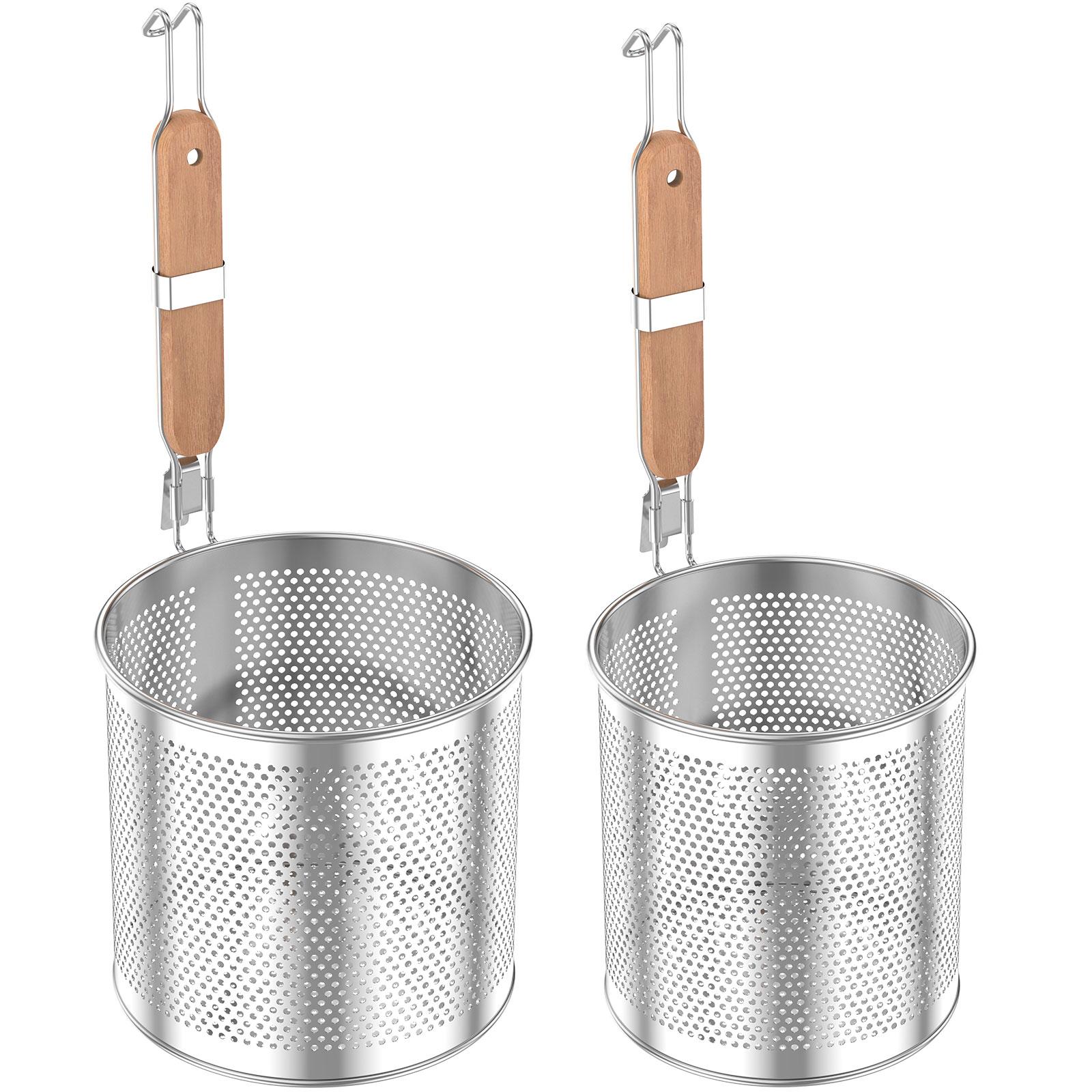 

2Pcs Stainless Steel Noodle Funnel Deep Fryer Pot Strainer Basket Multifunctional Fine Mesh Sieve for Boiling Straining Deep Fry