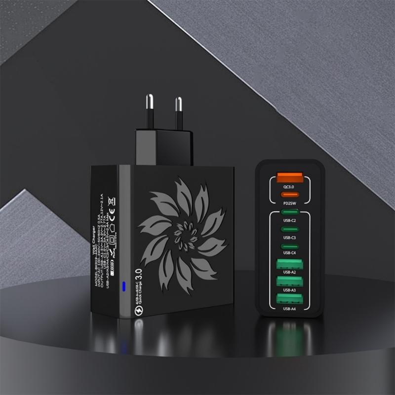 High Speeded USB Charger Adapter 8 Port Intelligent Power Delivery For Simultaneous Smartphones Tablets Multiple Devices