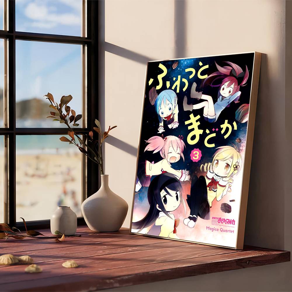 Anime P-Puella Magi Madoka Magica Girl Vintage Posters Sticky Retro Kraft Paper Sticker DIY Room Bar Cafe Kawaii Room Decor
