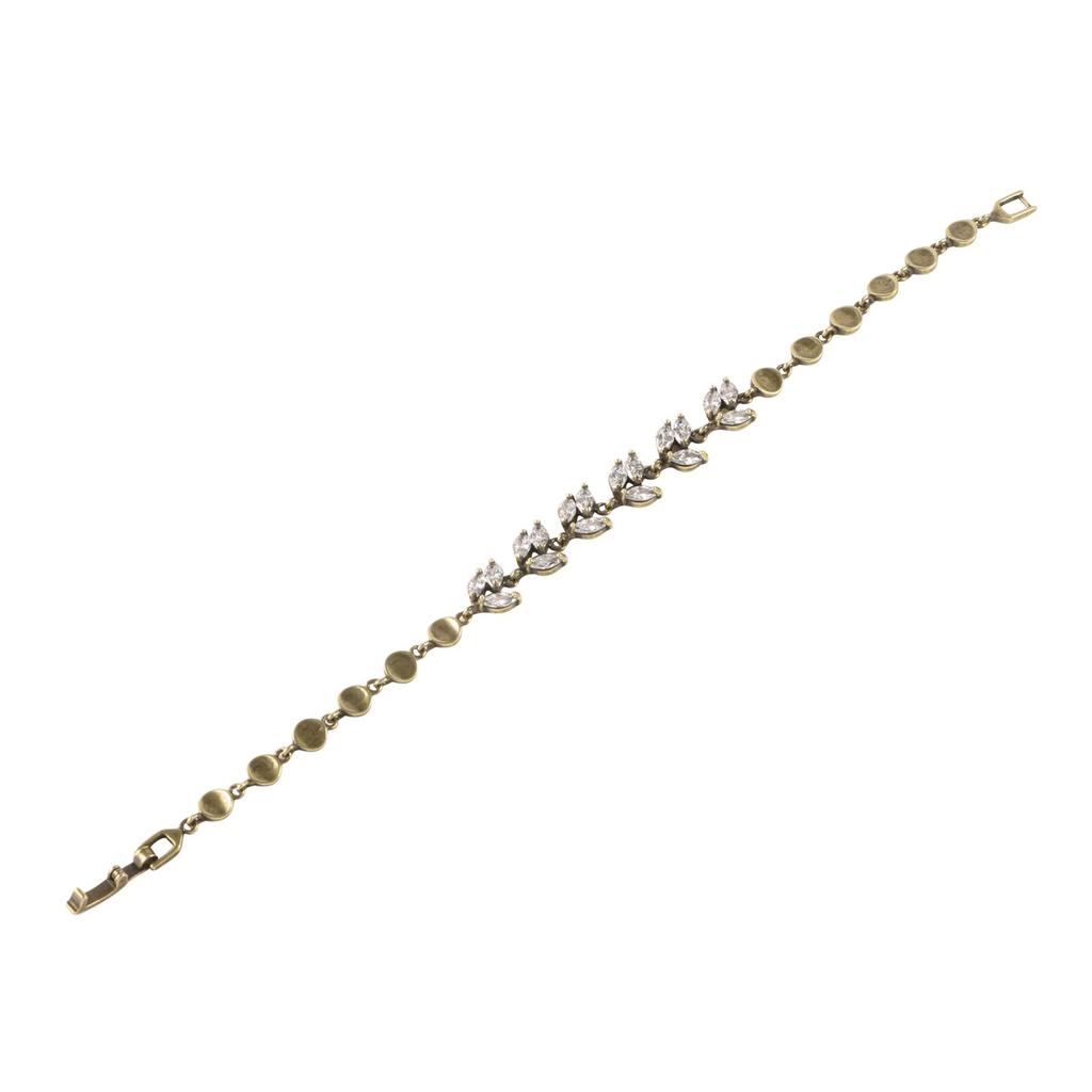 Elegant Sturdy Alloy Bracelet with Antique Silver Rhinestones and Brass Designs Portable Accessory for Everyday Wear