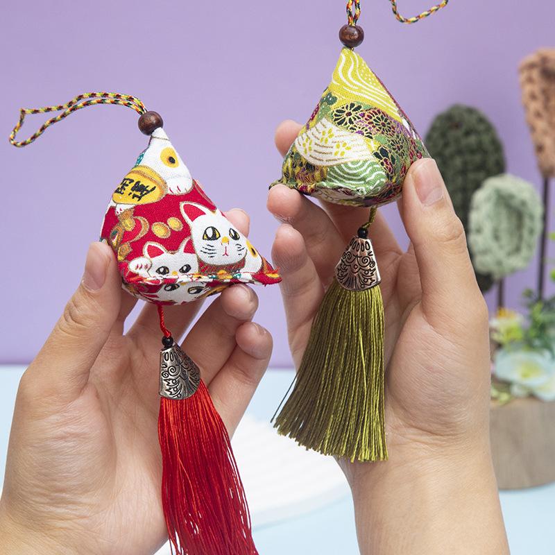 Dragon Boat Festival Zongzi Sachet Triangle Moxa Leaf Sachet Bag with Mosquito Repellent Sachet Gift Box Pendant Shopping Mall Gifts