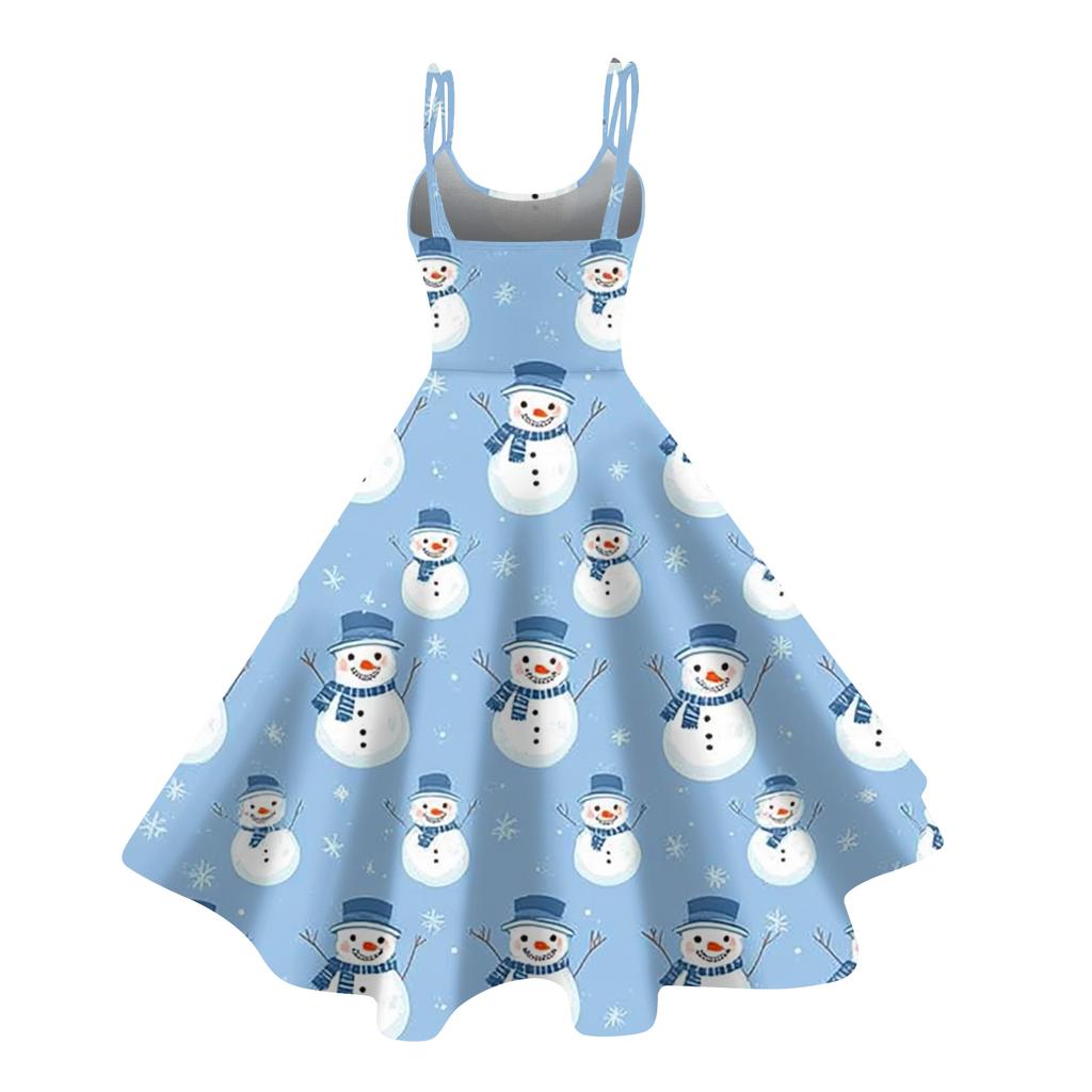 Women's Fashion Casual Christmas Print Sexy Off-the-shoulder Punk Retro Dress