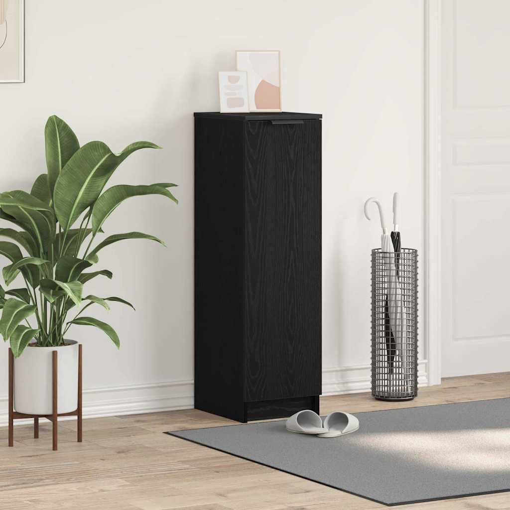 Shoe Cabinet with Shelf Black Oak Effect 11.6 x 13.8 x 39.8 in