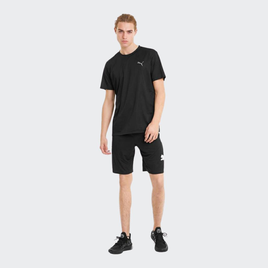 Puma Solid Color Crew Neck Pullover Running Quick-Dry Sports Short Sleeve T-Shirt Men Tops Black 520141-01