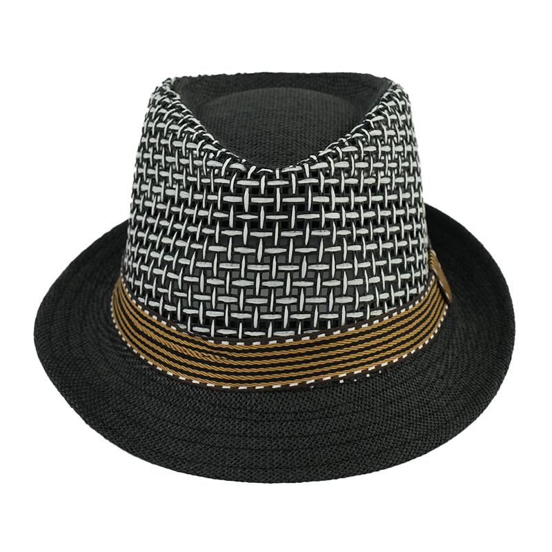 Summer Breathable Straw Fedora Hat - Vintage Jazz Style, Mesh Sun Protection, Perfect for Beach or British Look