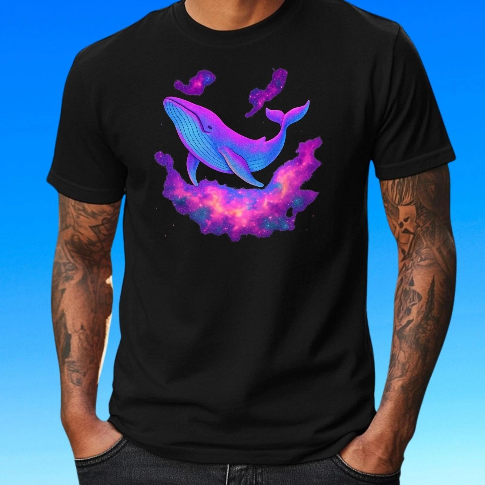 T-Shirt Herren Weltraum Wal Motiv Baumwolle Größe S bis 5XL M