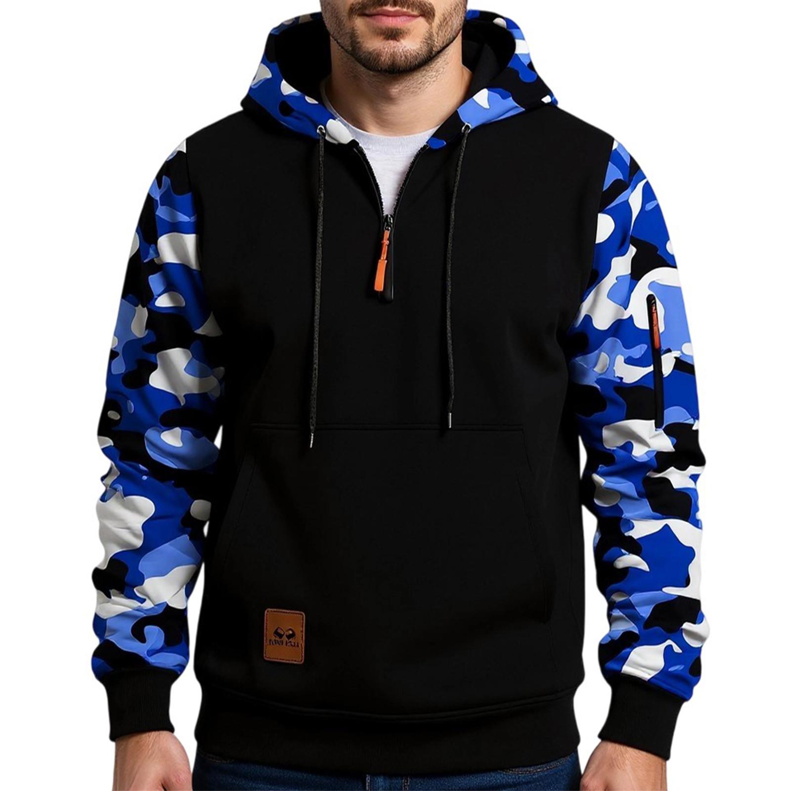 

Hooded Sports Tracksuit Unisex Running Outfits Long Sleeve Pullover Hoodies Sweatshirt M синій