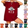 Women's Casual Short Sleeve T Shirt Crew Neck Loose Fit Printed Letter Graphic Tee Top for Everyday Wear