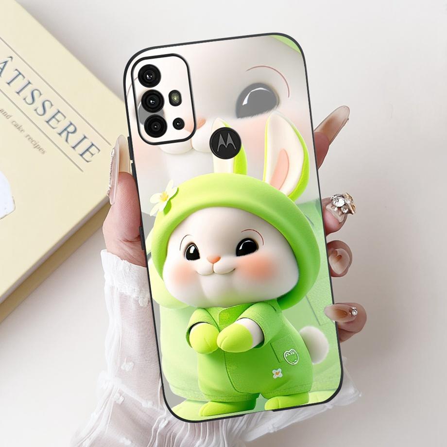 For Motorola Moto G10 G20 G30 G40 Fusion G50 G60 Phone Case Back Cover Soft Matte Silicone Slim Funda Lovely Panda Rabbit Flower