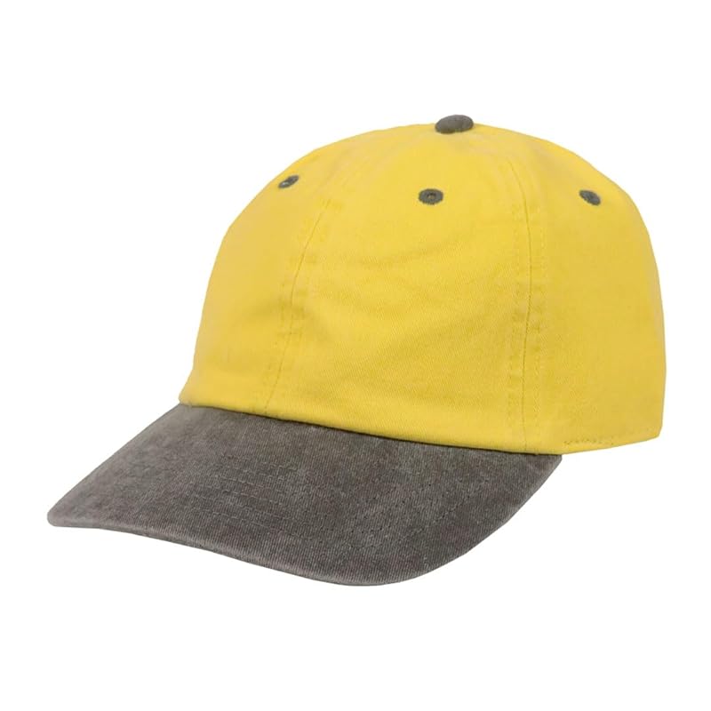 

[New Hattan] cap men s ladies low cap Plain color pigment dye hat 6 panels dad hat unisex pigment dyeing Yellow x black [product]