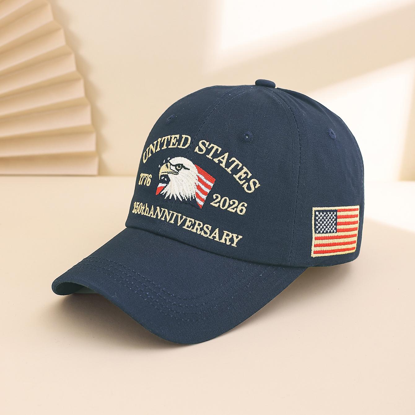 

National Flag Eagle Letter Washable Adjustable Anniversary Celebration European and American Baseball Cap for Daily Casual Wear 55-60cm тёмно-синий