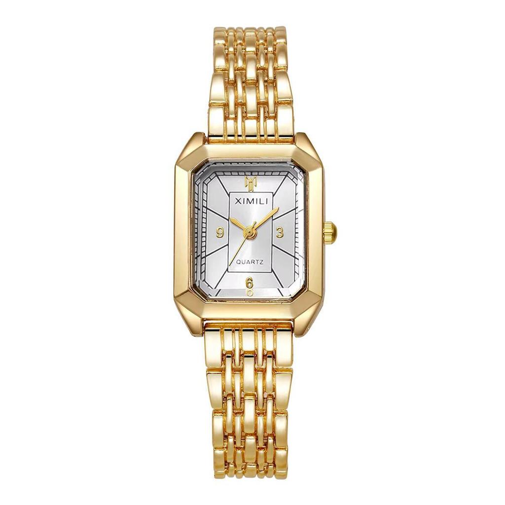 Ceas de mână de damă dreptunghiular la modă, cu quartz, ceasuri de damă cu brățară din oțel inoxidabil, ceas pentru fete, cadou