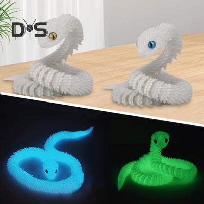 3D-Schlangenornament, Tiermodell, realistisch aussehender Leuchteffekt, kreatives, lustiges 3D-gedrucktes Schlangenspielzeug mit flexiblen Gelenken
