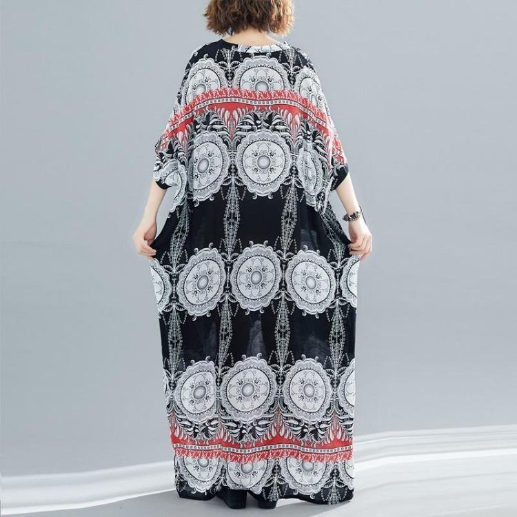 Nouveauté Été Robe Longue Maxi Vintage Florale Satinée Grande Taille Femmes Décontractée Ample Robes