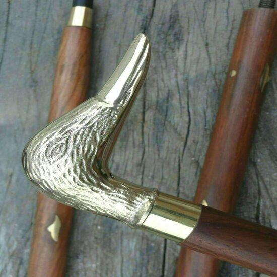 Designer Brass Handle Antique Vintage Style Victorian Cane Wooden Walking Stick