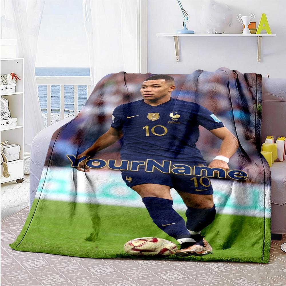 Mbappe 216 Customize Text Blanket Multi-purpose Customizable Blanket Durable Comfort Perfect for Sofa Nap Bedding Office Ideal for All Seasons