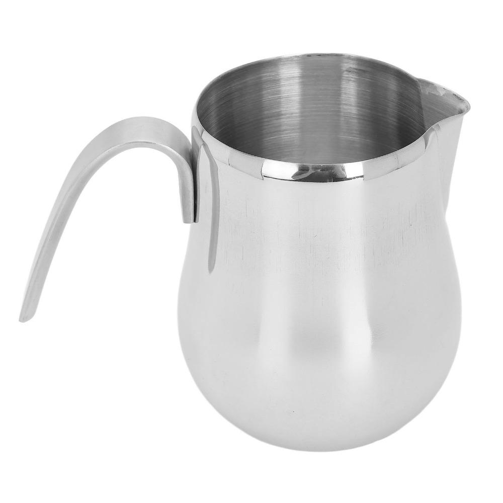 650ml Capacity Milk Frothing Pitcher With Handle Silver Coffee Milk Frothing Pitcher Stainless Steel Milk Frothing Jug