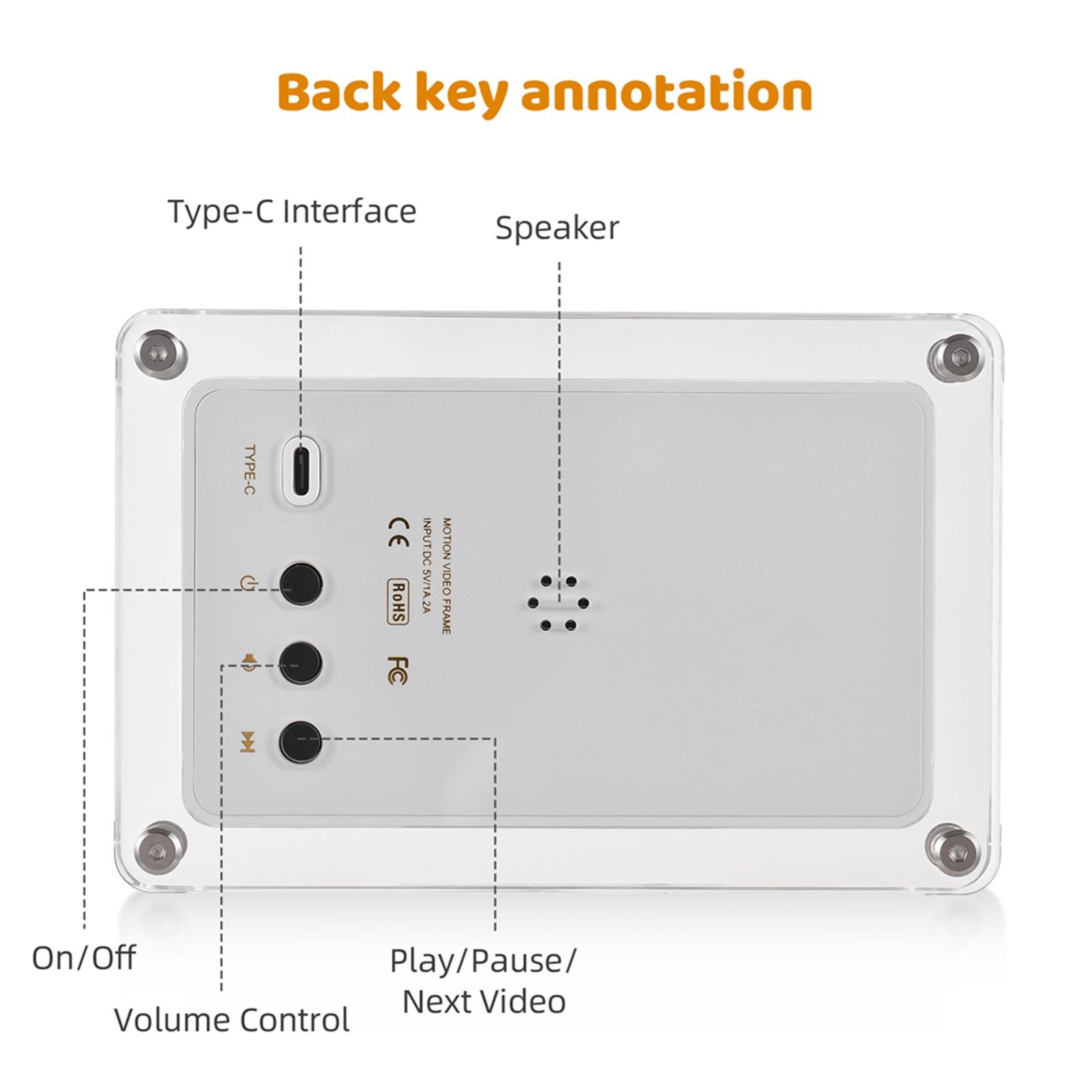 

Акриловая цифровая фоторамка 8 ГБ памяти Отображение фото, музыки, видео Автоматическое вращение 5-дюймовая цифровая фоторамка для EU Plug