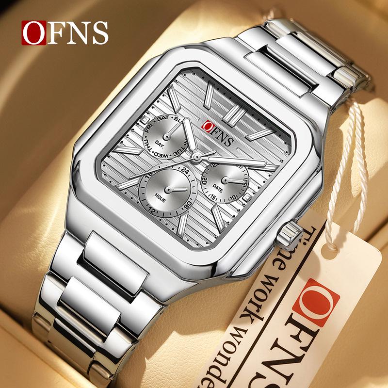 OFNS Men's Luxury Square Quartz Watch - Business Niche Design, Luminous, Waterproof.