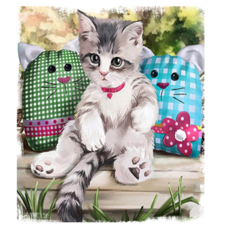 

5D кошка Бриллиантовая живопись DIY Мозаика Произведение искусства Алмазная вышивка Подарок или украшение кровать