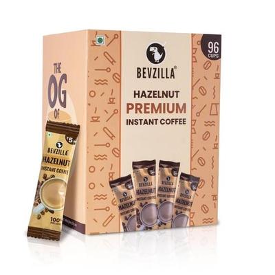 Bevzilla 96 Bustine di Caffè Istantaneo in Polvere (Nocciola) -192 Grammi |Caffè Arabica| Facile da Trasportare|Migliore per Espresso, Latte, Cappuccino| Gustare Caldo e Freddo
