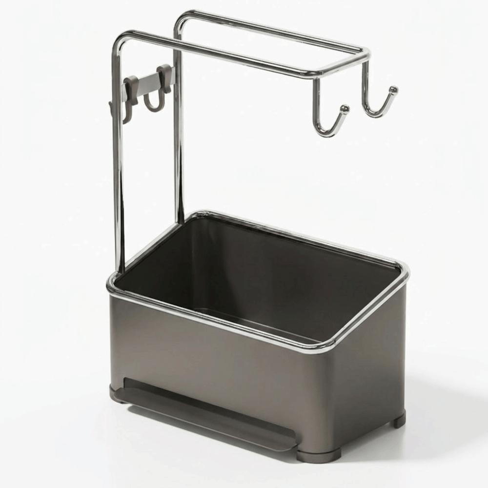 Compact Design Sponge Drainage Rack Gunmetal Gray Storage Organizer Rack  Kitchen Sink Side style4