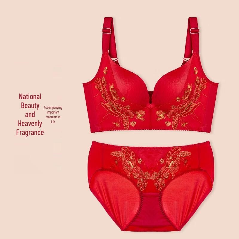 LangSha Peony Red Push-up Bra Set