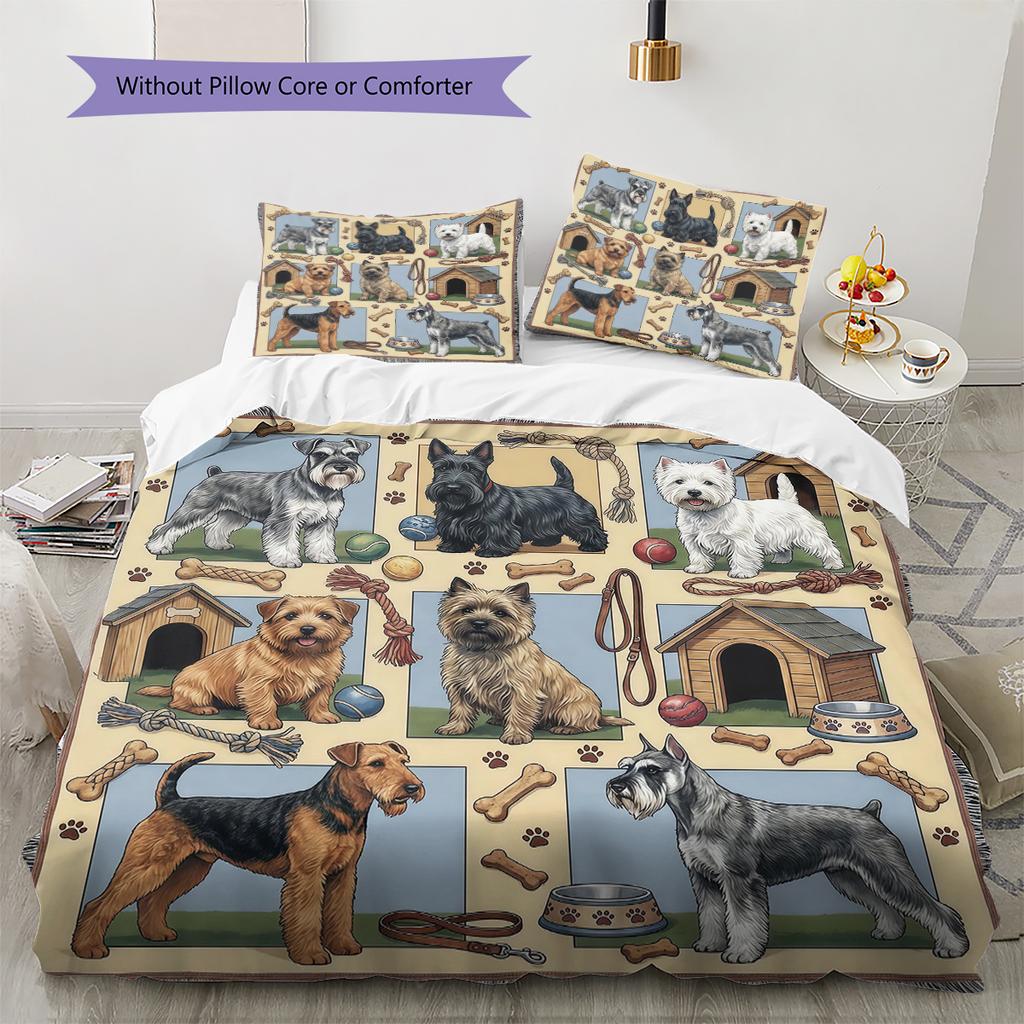 Biancheria da letto con motivo cucciolo e fiori carini, Set piumino Copripiumino Federa Regalo di compleanno per la casa (1 * copripiumino + 2 * federa, senza nucleo)