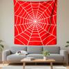 Red Spiderweb Design Patterned Tapestry Decorative Wall Hanging, Home Bedroom Living Room Decor