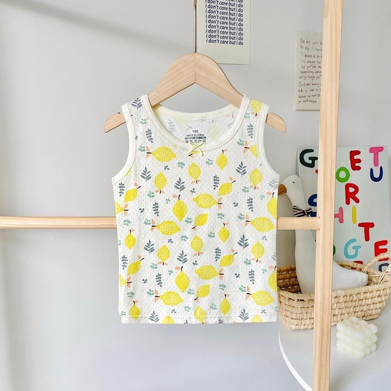 Boys pure cotton vest summer children's mesh hurdle girl baby sling little boy summer middle and older children's vest
