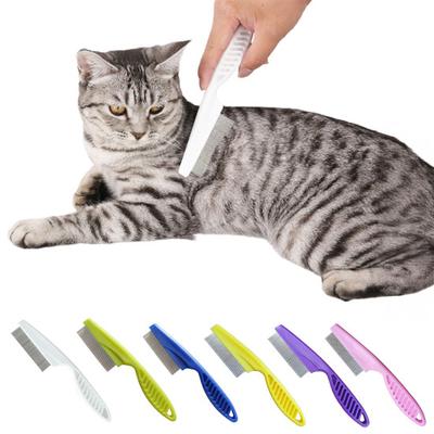2 Pcs Pet Hair Comb Tear Stain Remover Fine-Tooth Stainless Steel Flea Comb 2-in-1 Multifunctional Grooming Tool