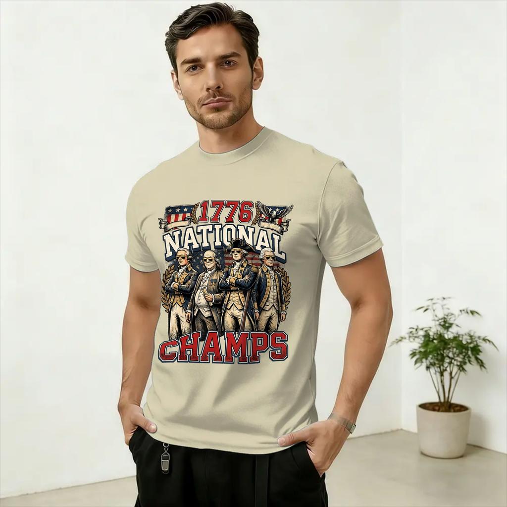 250th 1776 National Champs Funny Patriotic America Founding Father T Shirts for Unisex 100 Cotton Fashion for Male