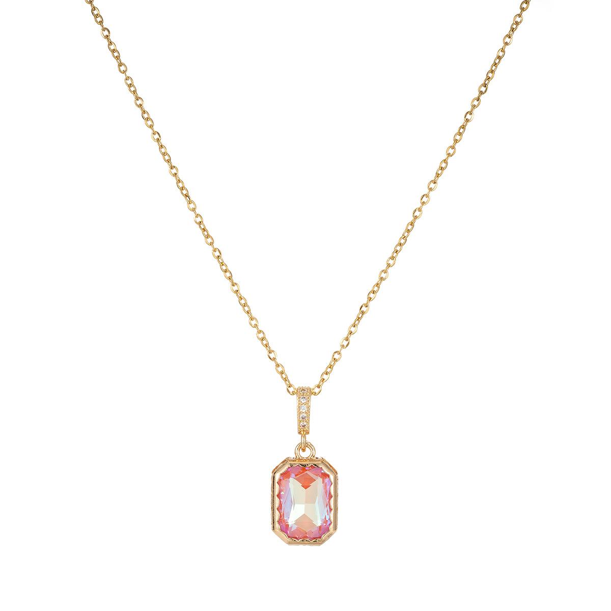 

Elegant Blue Zirconia Copper Pendant Necklace | Stainless Steel Chain with Geometric Minimalism