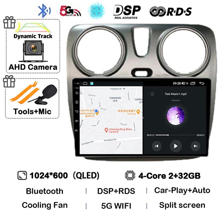 

Android 14 Auto Carplay Car Radio для Renault Lodgy Dacia Dokker 2012 - 2020 Мультимедийный видеоплеер Навигация GPS 360 камера